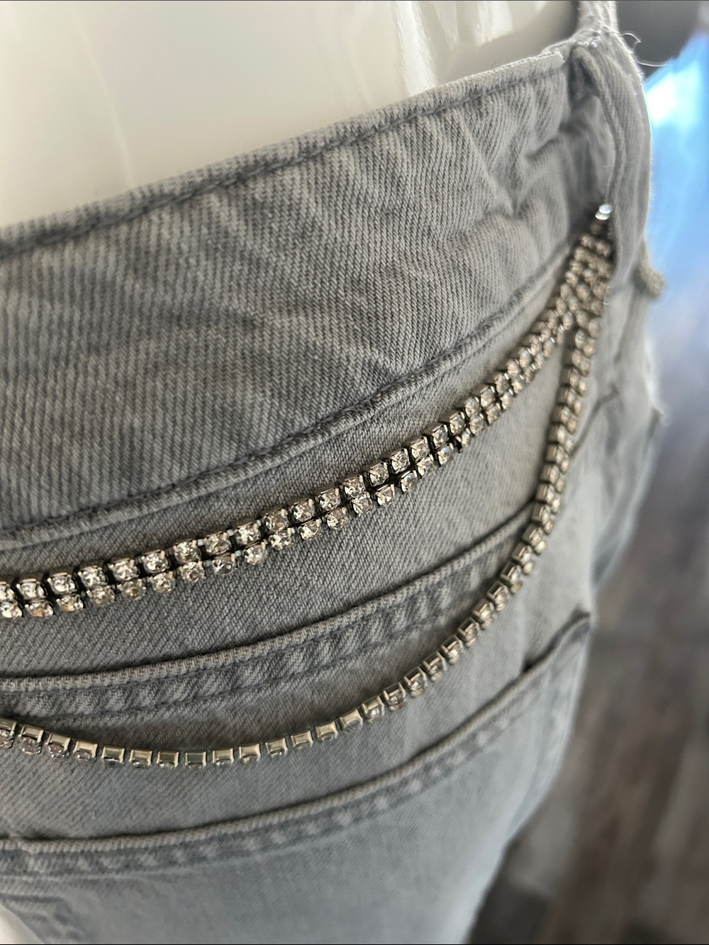 Statement Rhinestone Chain Belt – Double Row Crystal | Extra Long 80” + Chain - Picture 10 of 12